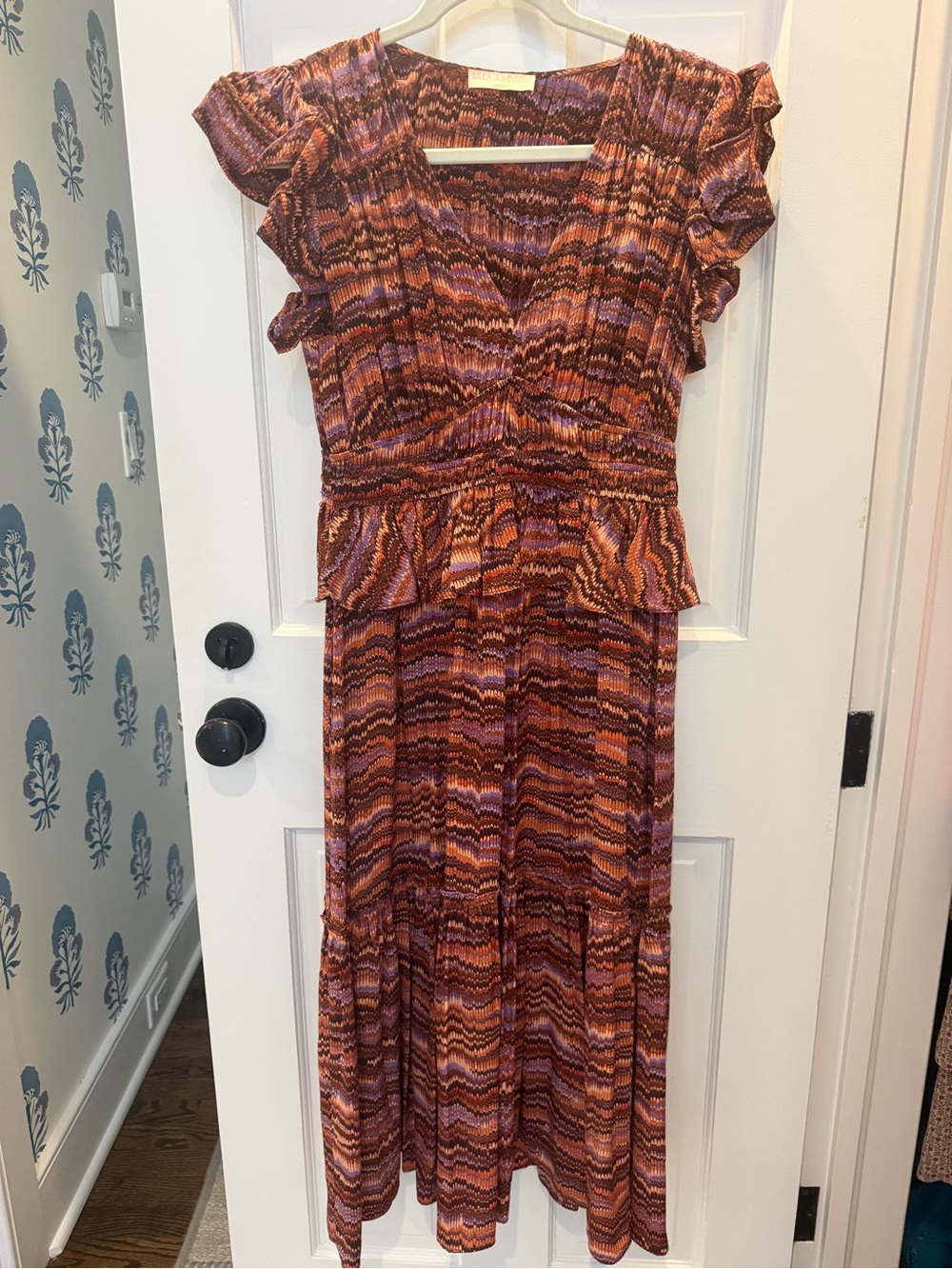 Ulla Johnson Orange, Purple and Pink Wave-Pattern Maxi Dress